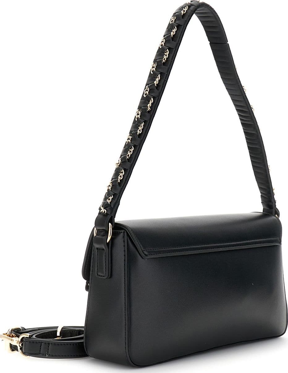 BORSA A SPALLA CON PATTINA E MOTIVO DI CATENINA IN METALLO E  MANICO CON INTRECC - 2