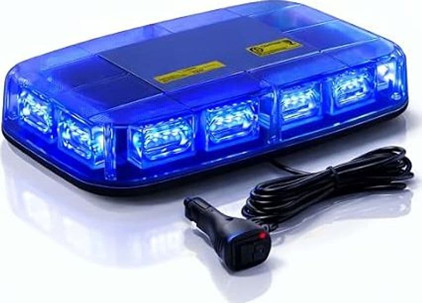 Barra Lampeggiante LED Blu 48 LED Magnetica per Auto Ambulanza Vigilanza e Mezzi di Soccorso 12- 24V Emergency Light - 7