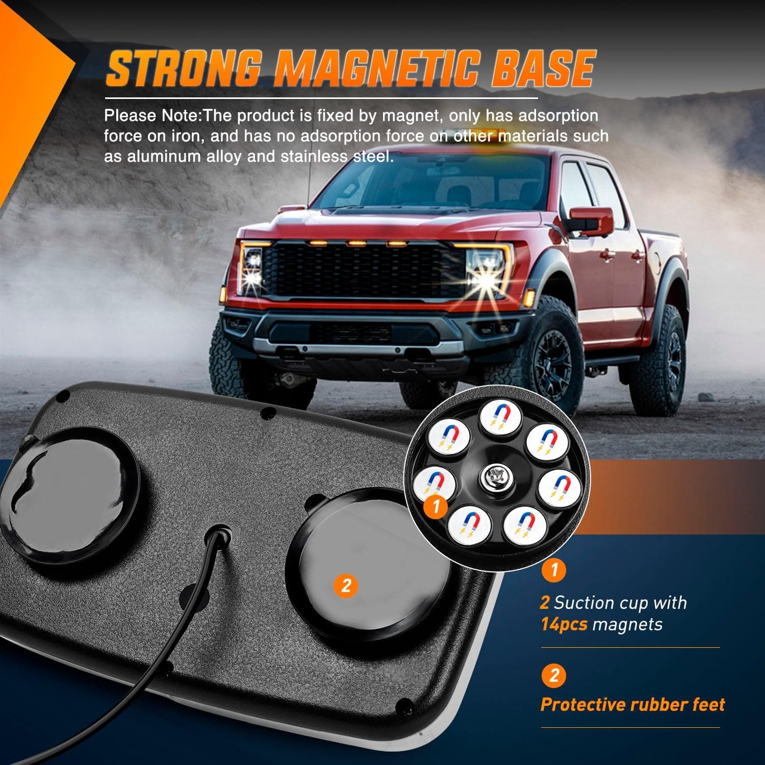 Barra Lampeggiante LED Blu 48 LED Magnetica per Auto Ambulanza Vigilanza e Mezzi di Soccorso 12- 24V Emergency Light - 2