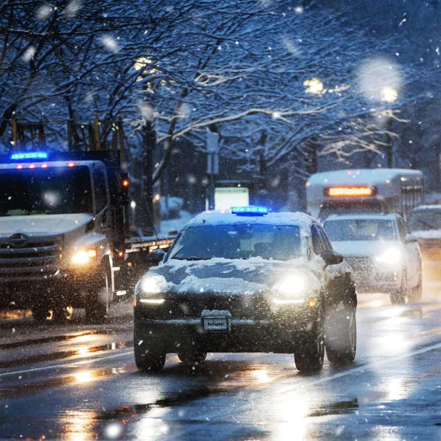Barra Lampeggiante LED Blu 48 LED Magnetica per Auto Ambulanza Vigilanza e Mezzi di Soccorso 12- 24V Emergency Light - 6
