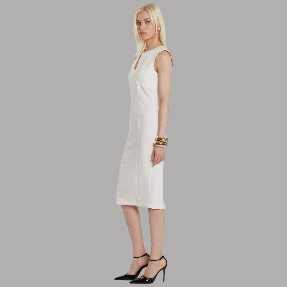 Relish Abito Cecile midi smanicato con apertura e spacco elegante Made in Italy - 2