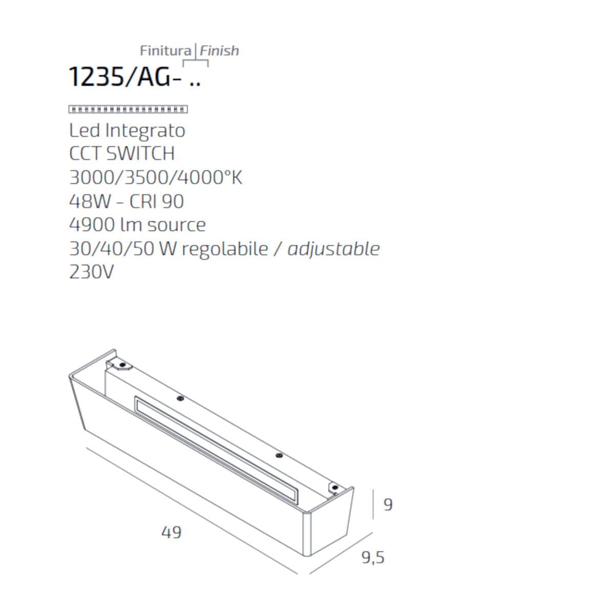 Applique moderno Top Light KING 1235 AG LED CCT SWITCH metallo biemissione - 6