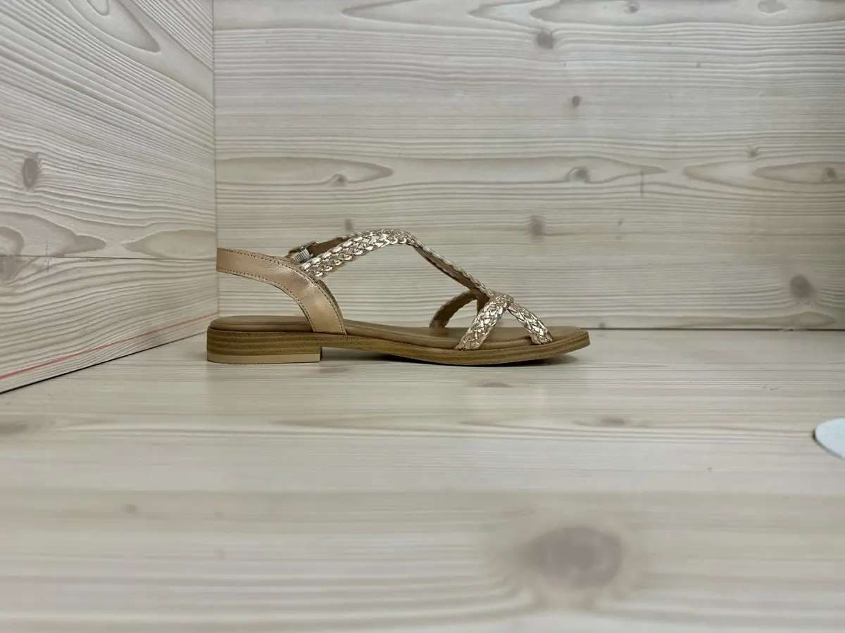 Lux sandali donna intrecciati oro rosa pelle made in Italy cinturino regolabile - 5