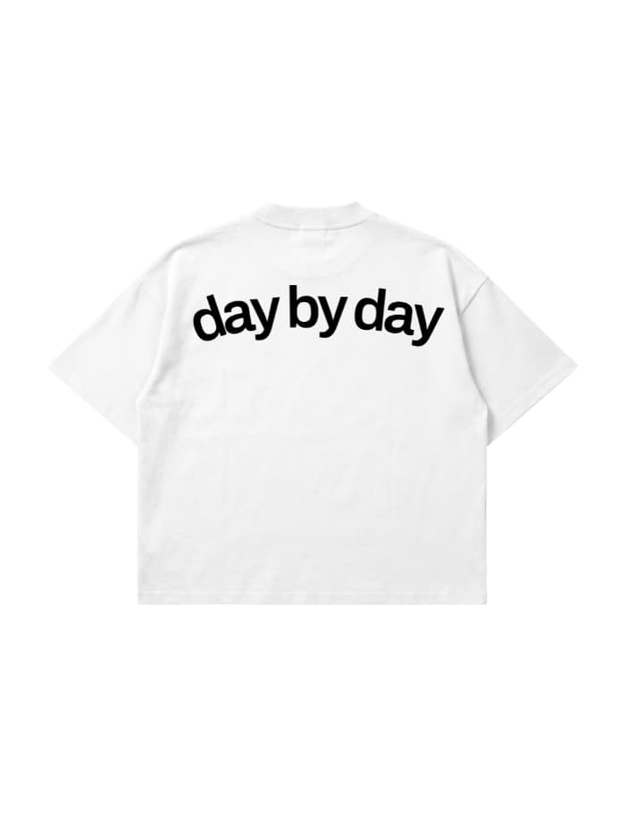 T-shirt Bianca Boxy Fit "Step By" 200gsm Made in Italy | Horda Brand - 3