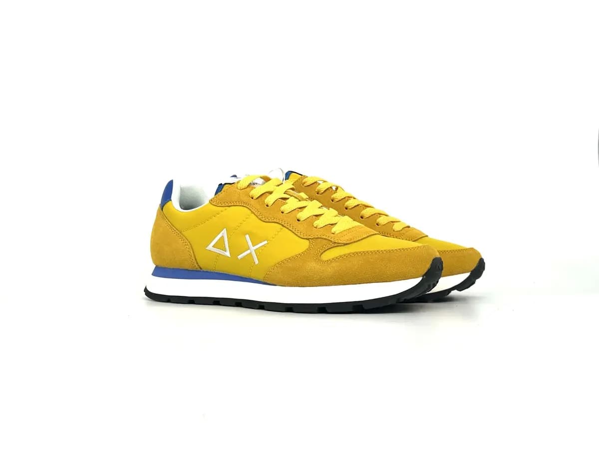 Sun68 sneakers uomo gialle nylon suede logo laterale comfort - 6