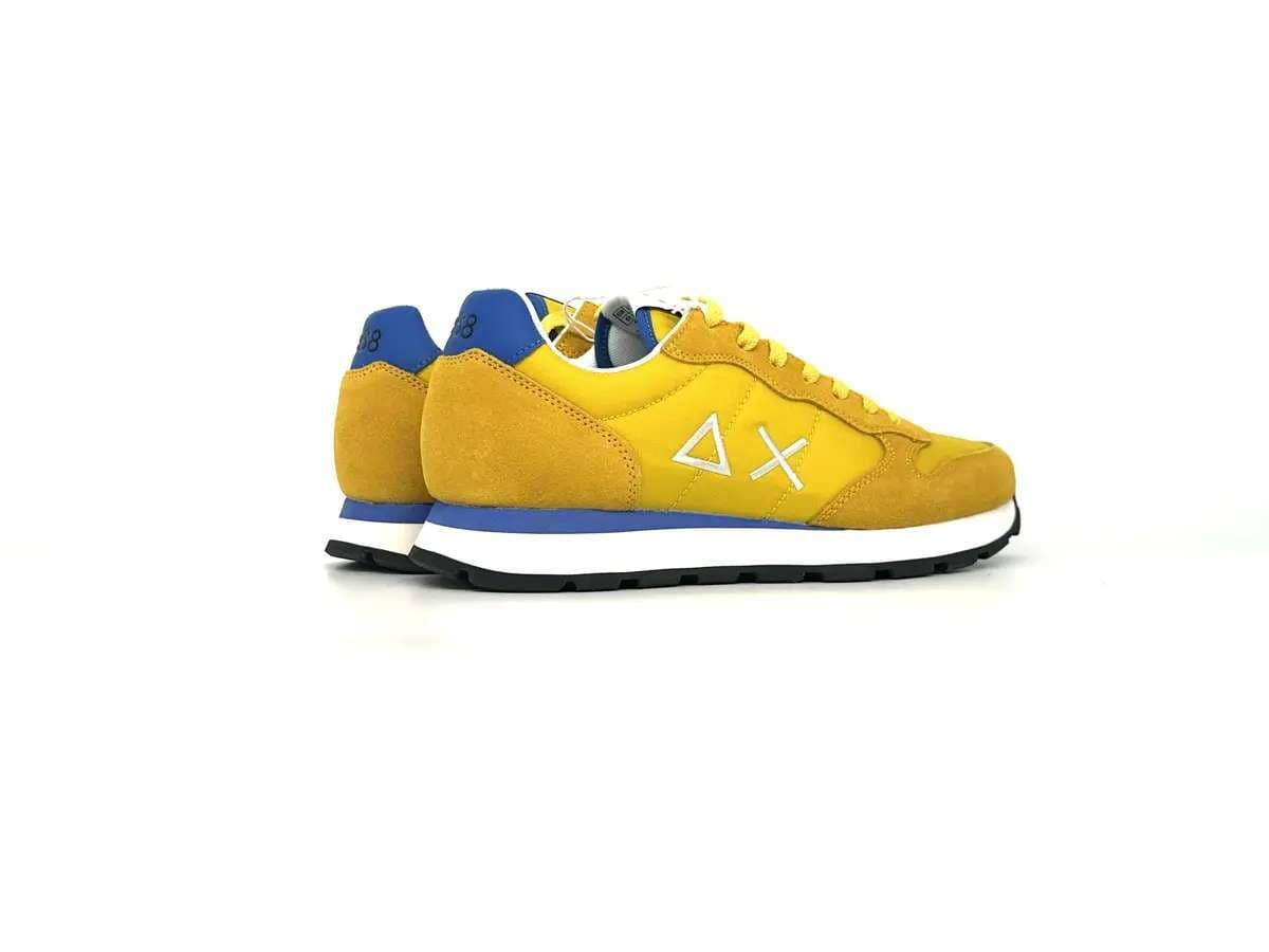 Sun68 sneakers uomo gialle nylon suede logo laterale comfort - 2