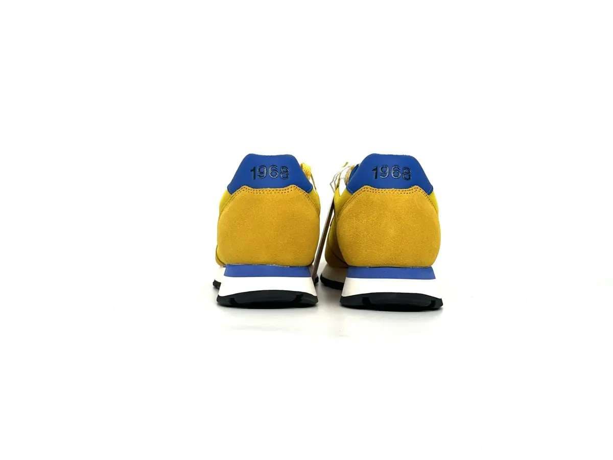 Sun68 sneakers uomo gialle nylon suede logo laterale comfort - 3