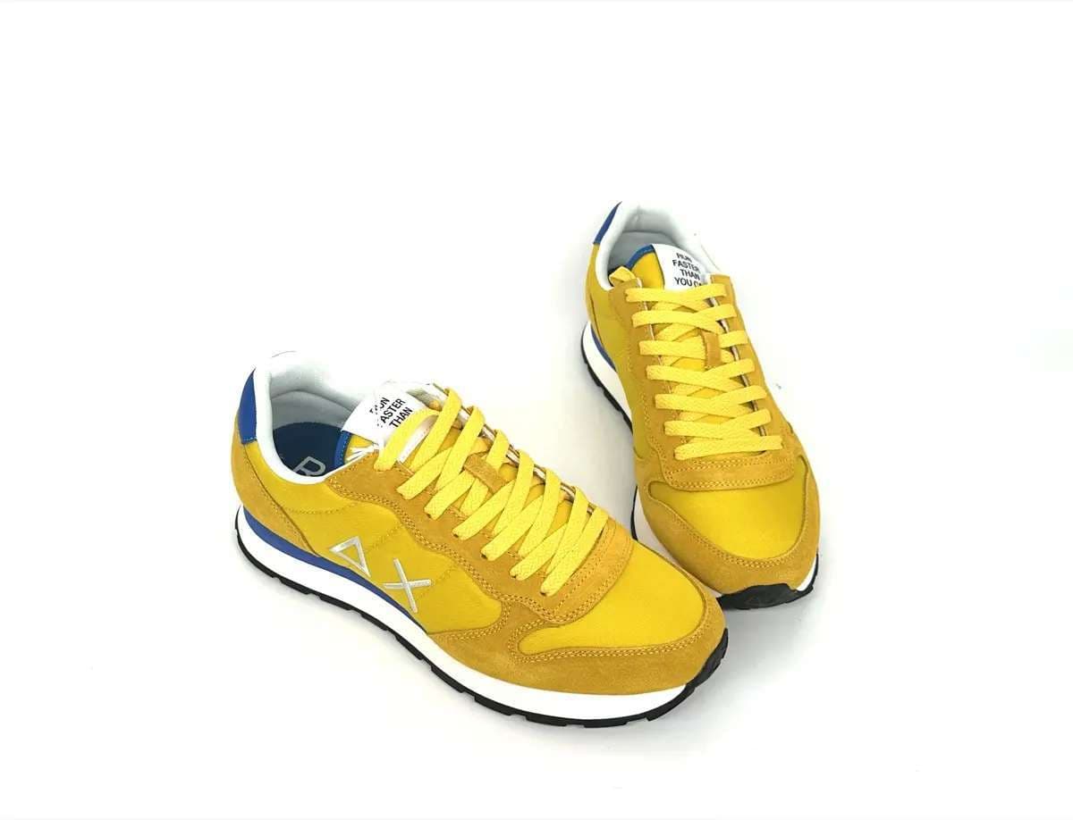Sun68 sneakers uomo gialle nylon suede logo laterale comfort - 5