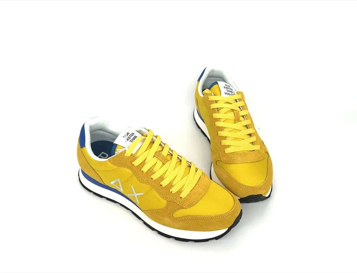 Sun68 sneakers uomo gialle nylon suede logo laterale comfort - 5