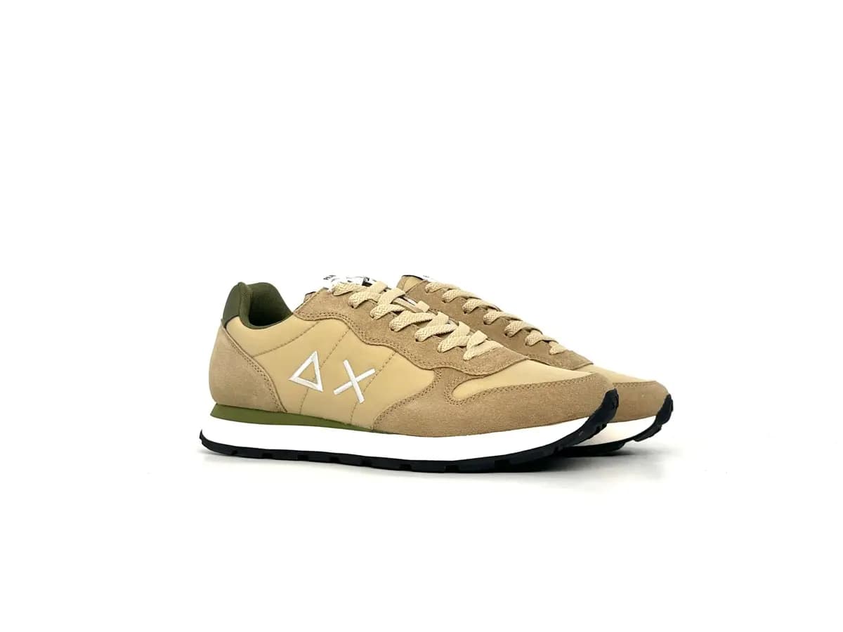 Sun68 sneakers uomo beige nylon suede logo laterale comfort - 7