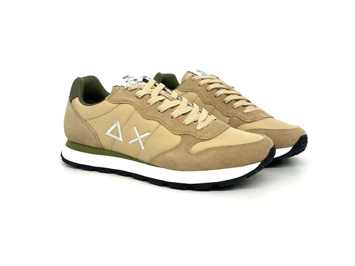 Sun68 sneakers uomo beige nylon suede logo laterale comfort - 4