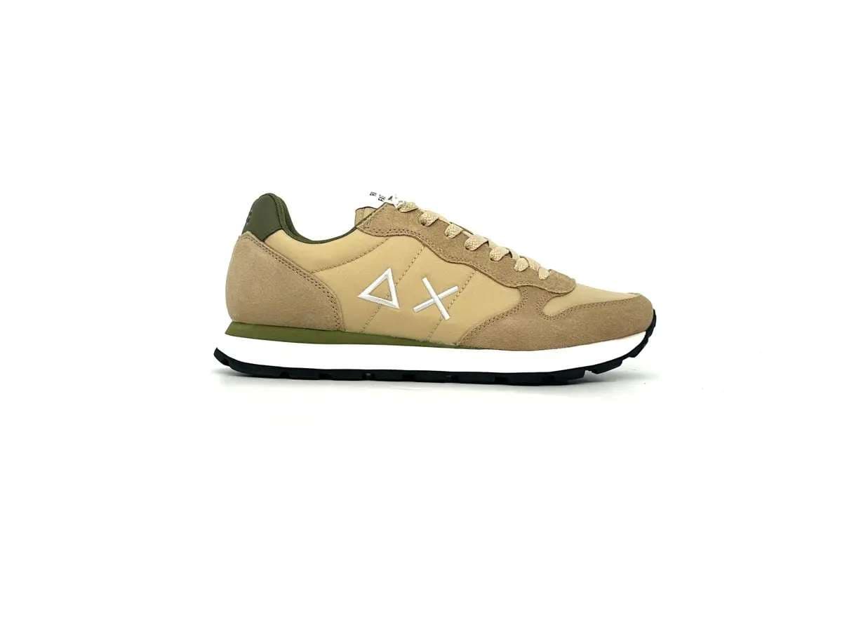 Sun68 sneakers uomo beige nylon suede logo laterale comfort - 5
