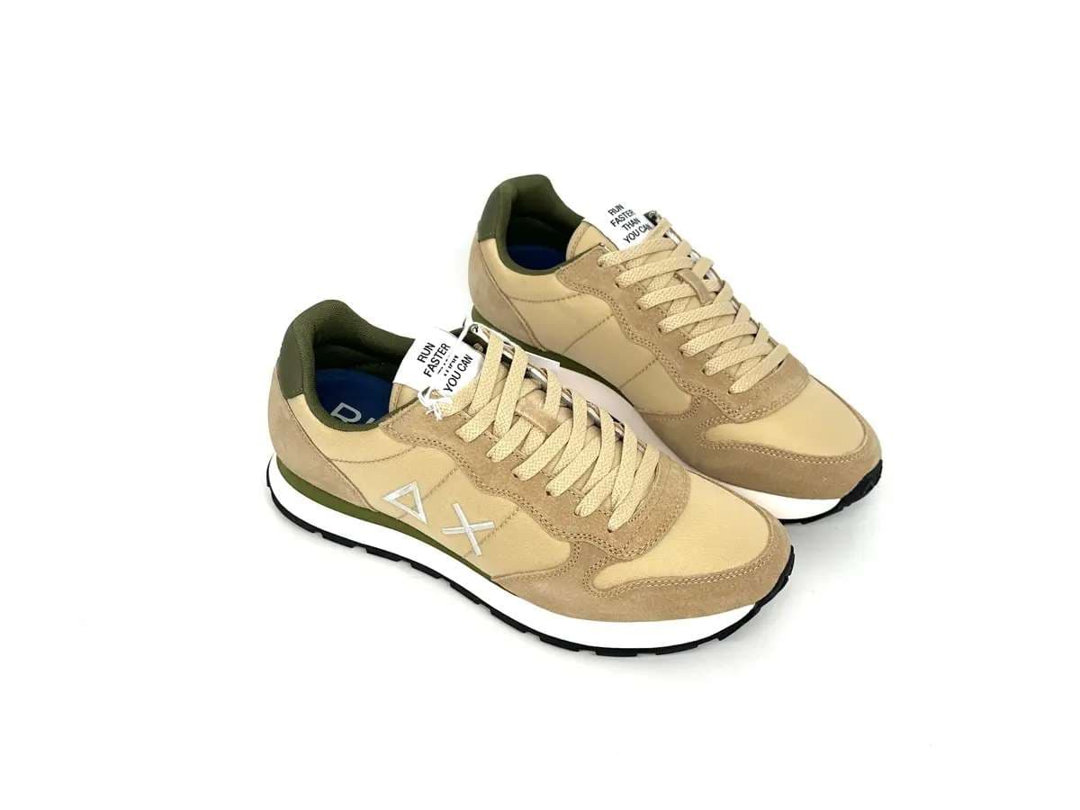 Sun68 sneakers uomo beige nylon suede logo laterale comfort - 6