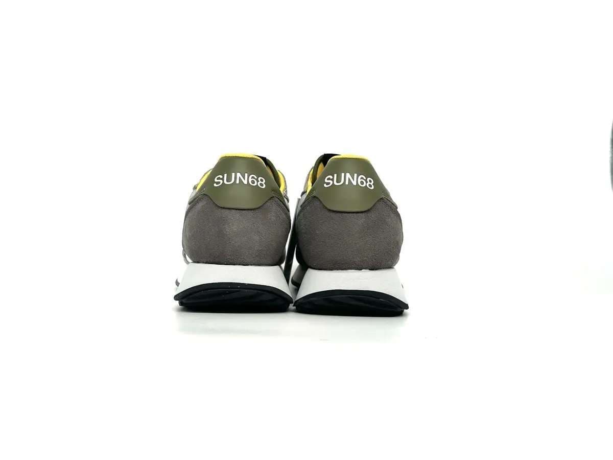Sun68 Jaki 2.0 sneakers uomo grigie nylon suede logo giallo - 3