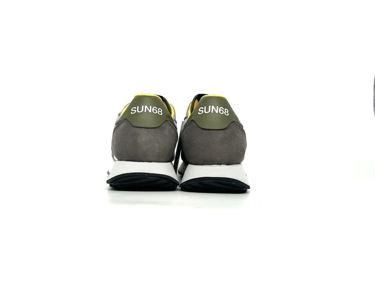 Sun68 Jaki 2.0 sneakers uomo grigie nylon suede logo giallo - 3