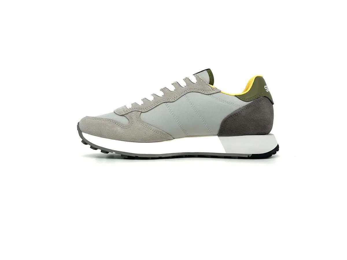 Sun68 Jaki 2.0 sneakers uomo grigie nylon suede logo giallo - 5