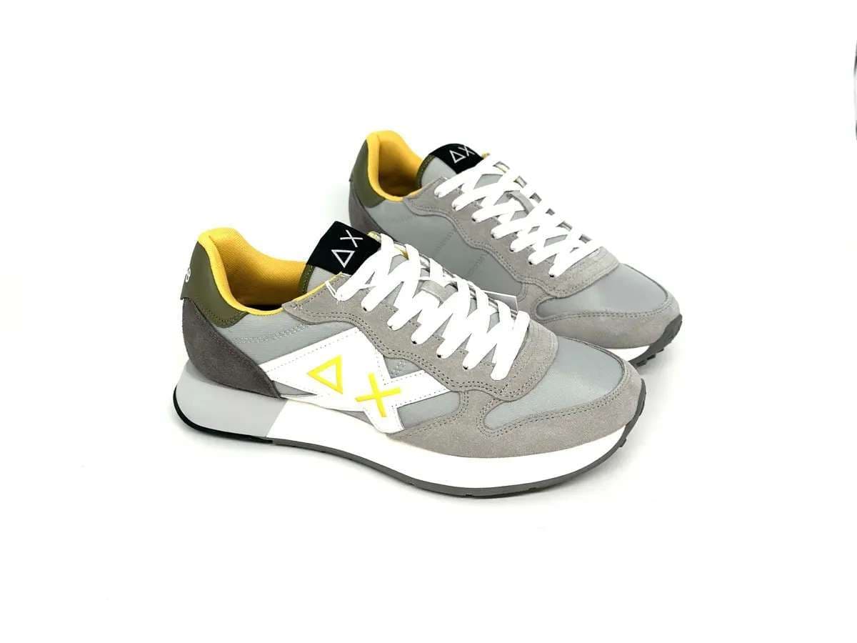 Sun68 Jaki 2.0 sneakers uomo grigie nylon suede logo giallo - 6