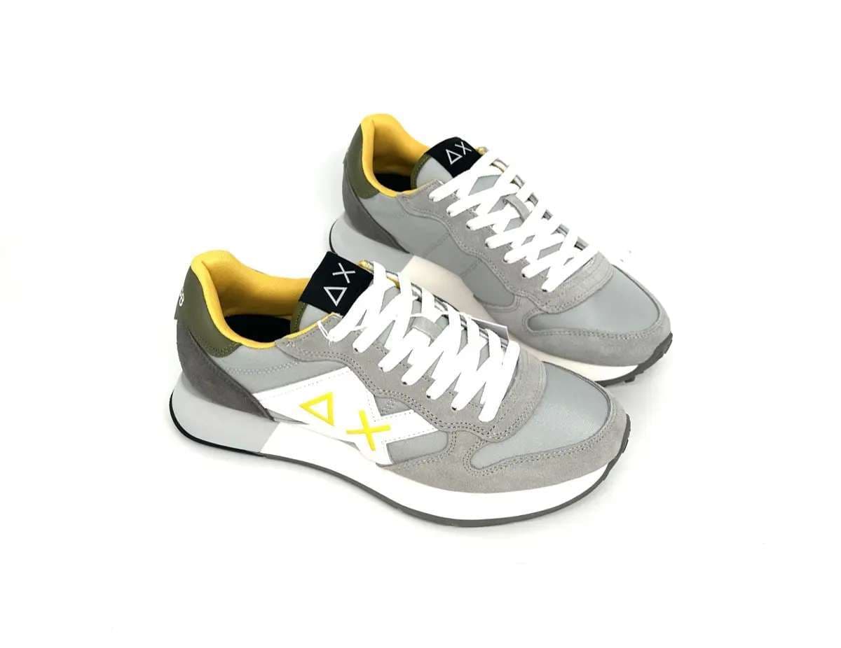 Sun68 Jaki 2.0 sneakers uomo grigie nylon suede logo giallo - 7