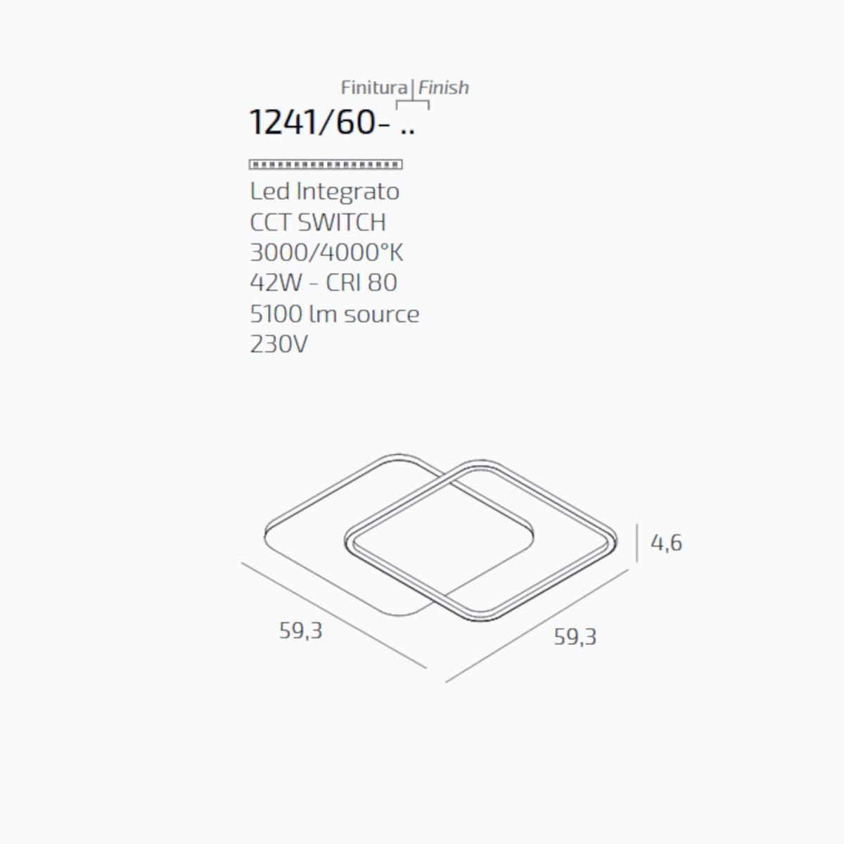 Plafoniera moderna Top Light EARTH 1241 60 LED CCT SWITCH metallo - 5