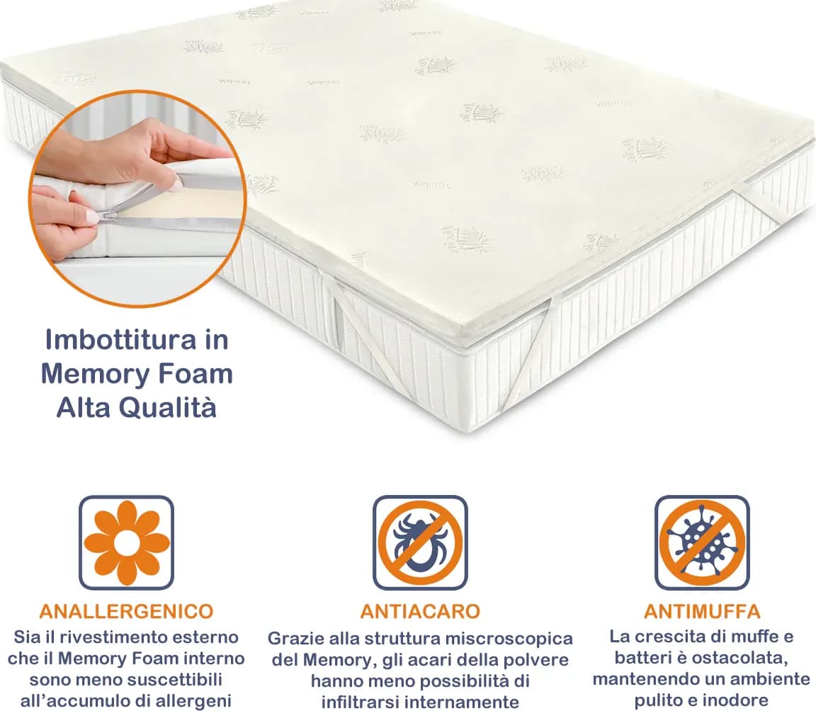 Topper Bed Giulia in Memory Foam e Aloe Vera - 4