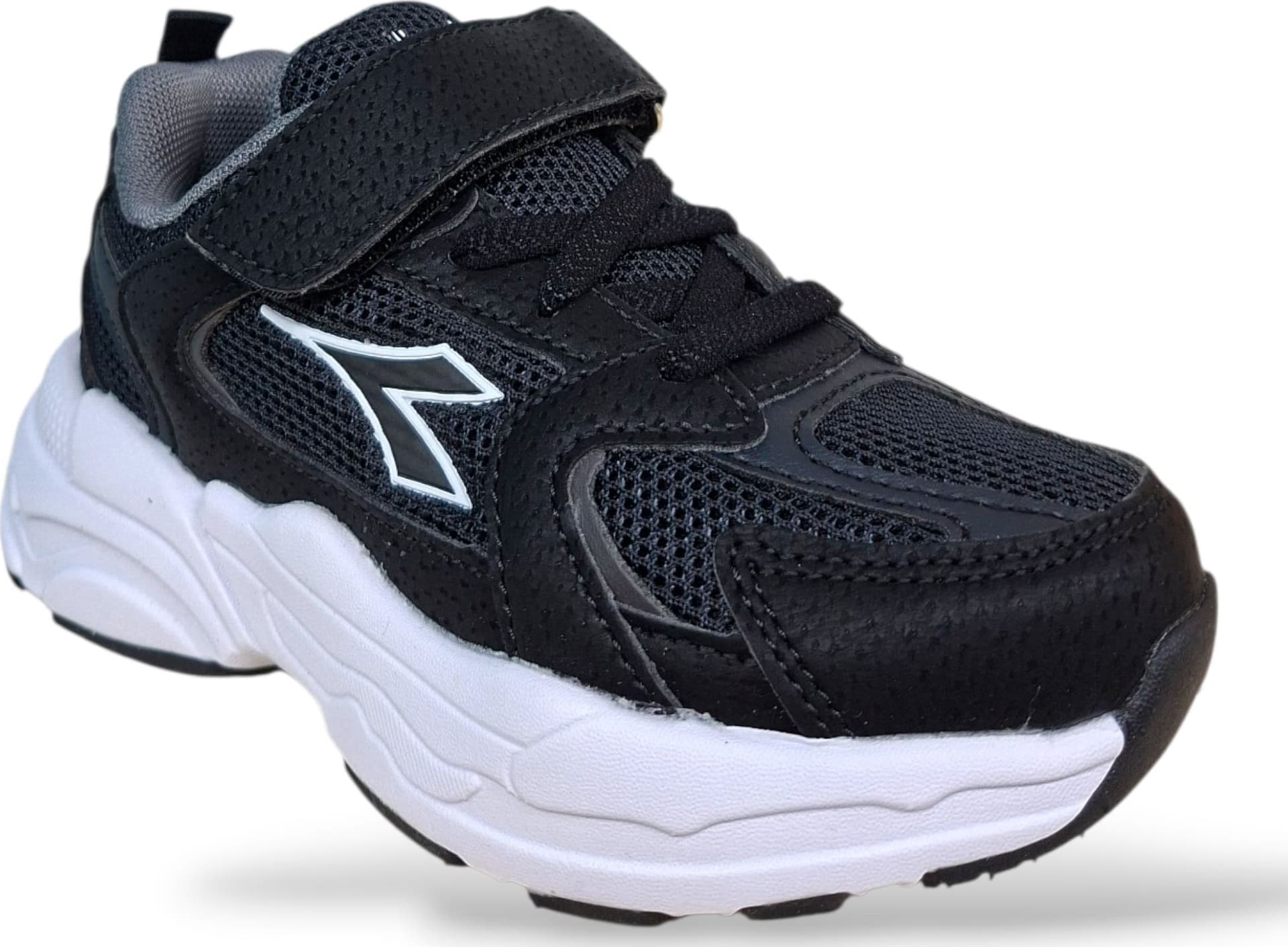 Diadora Alley Sneakers Bambini e Ragazzi Nero Bianco – Lacci Elastici e Velcro | Scarpe Sportive Unisex 28-35 - 2