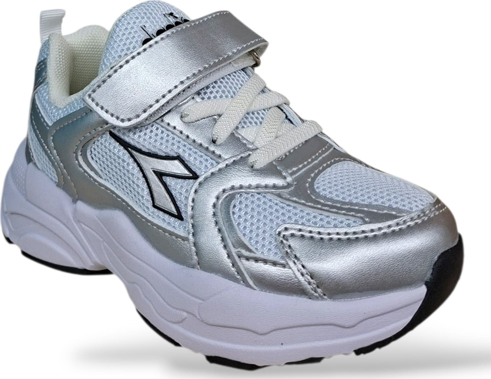 Diadora Alley Sneakers Bambini e Ragazzi Grigio Metal Bianco – Lacci Elastici e Velcro | Scarpe Sportive Unisex 28-35 - 2