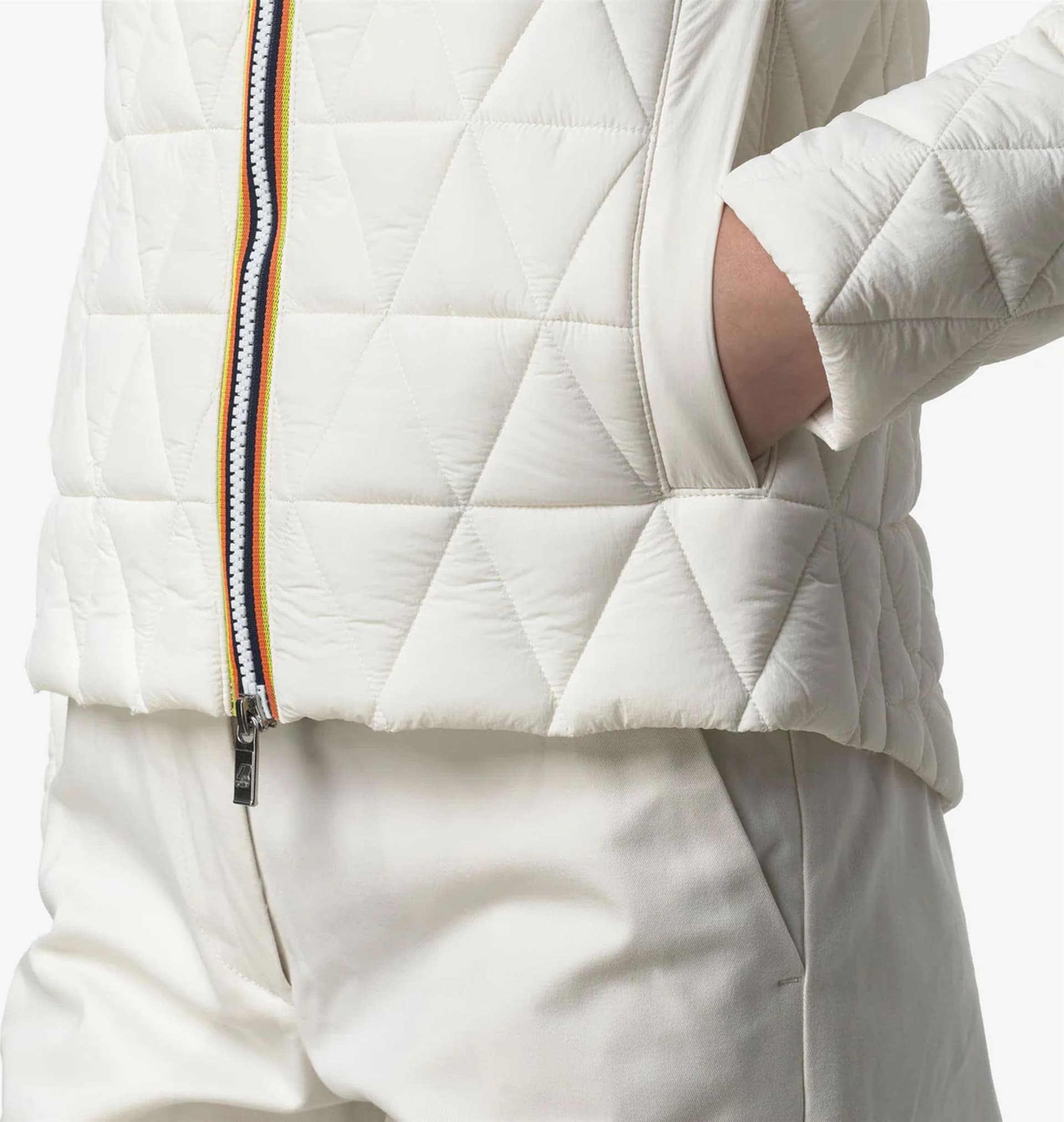 KWAY Giacca corta trapuntata Donna  lil diamond quilted warm bianco con cappuccio imbottito - 2