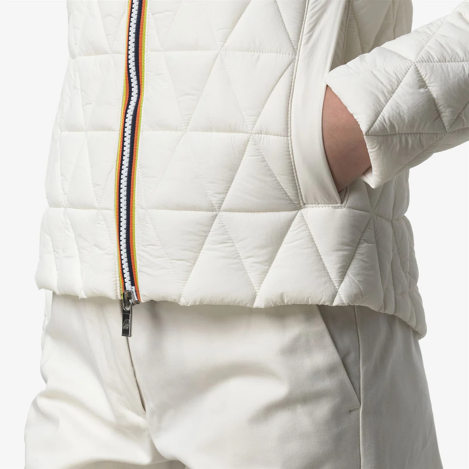 KWAY Giacca corta trapuntata Donna  lil diamond quilted warm bianco con cappuccio imbottito - 2