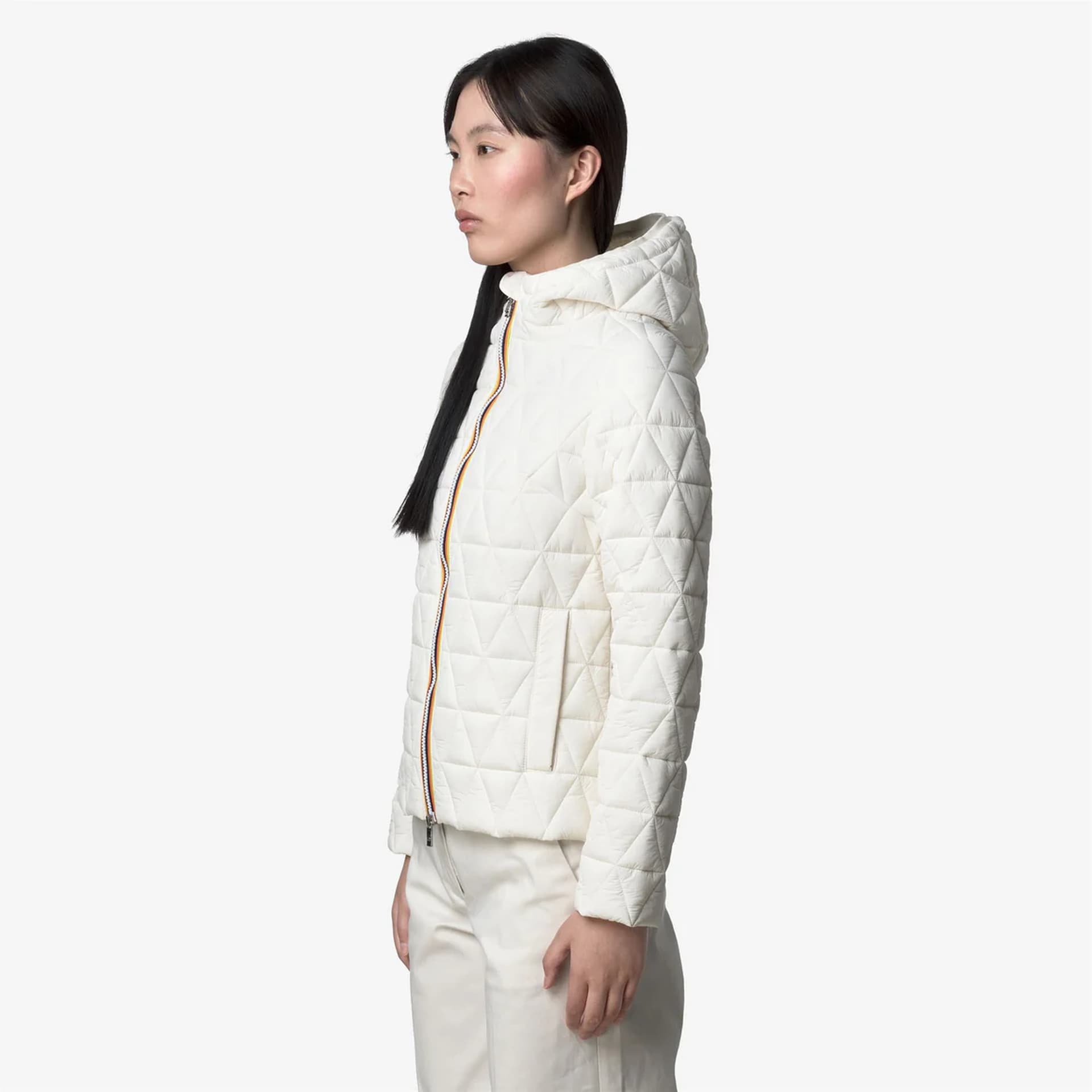 KWAY Giacca corta trapuntata Donna  lil diamond quilted warm bianco con cappuccio imbottito - 4