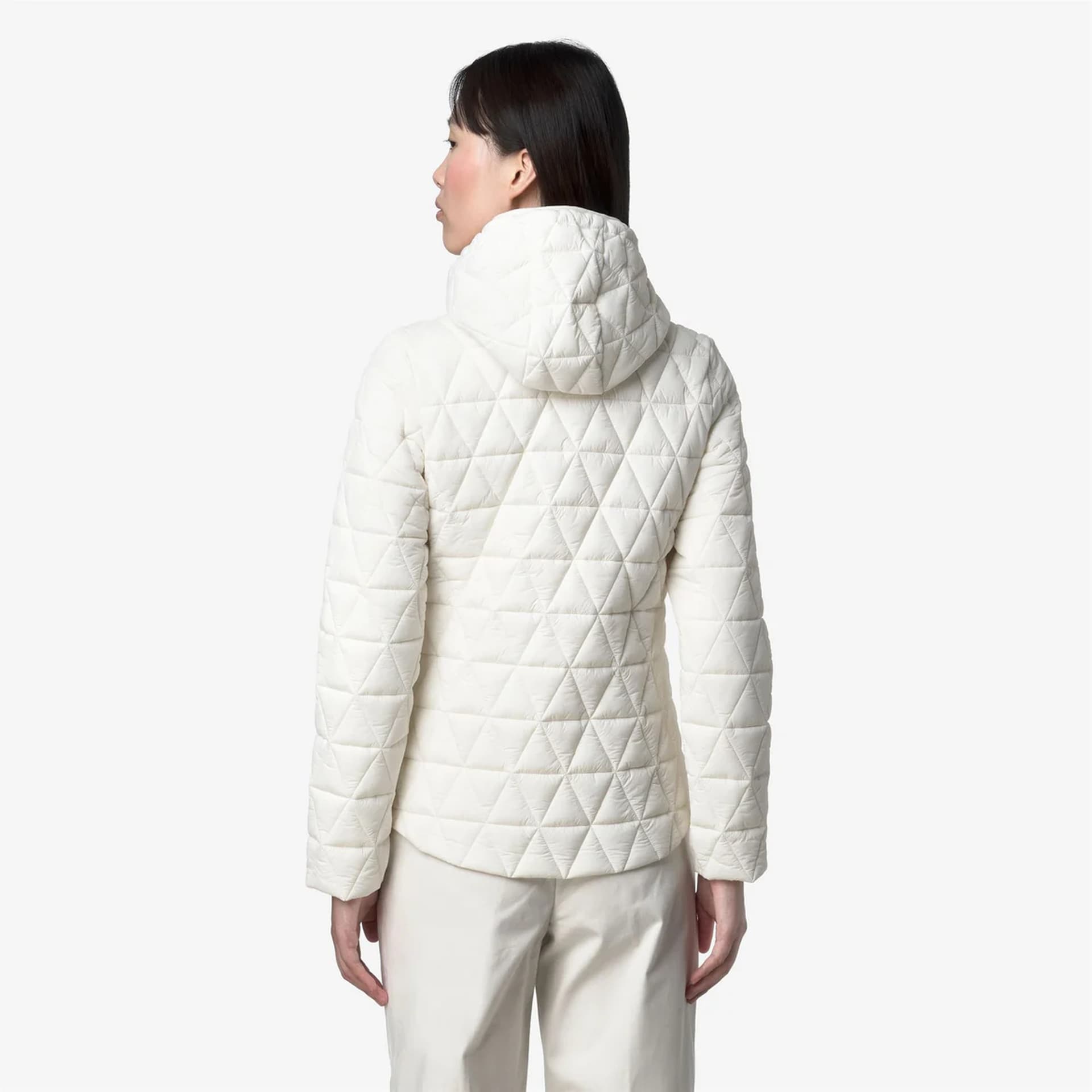 KWAY Giacca corta trapuntata Donna  lil diamond quilted warm bianco con cappuccio imbottito - 5