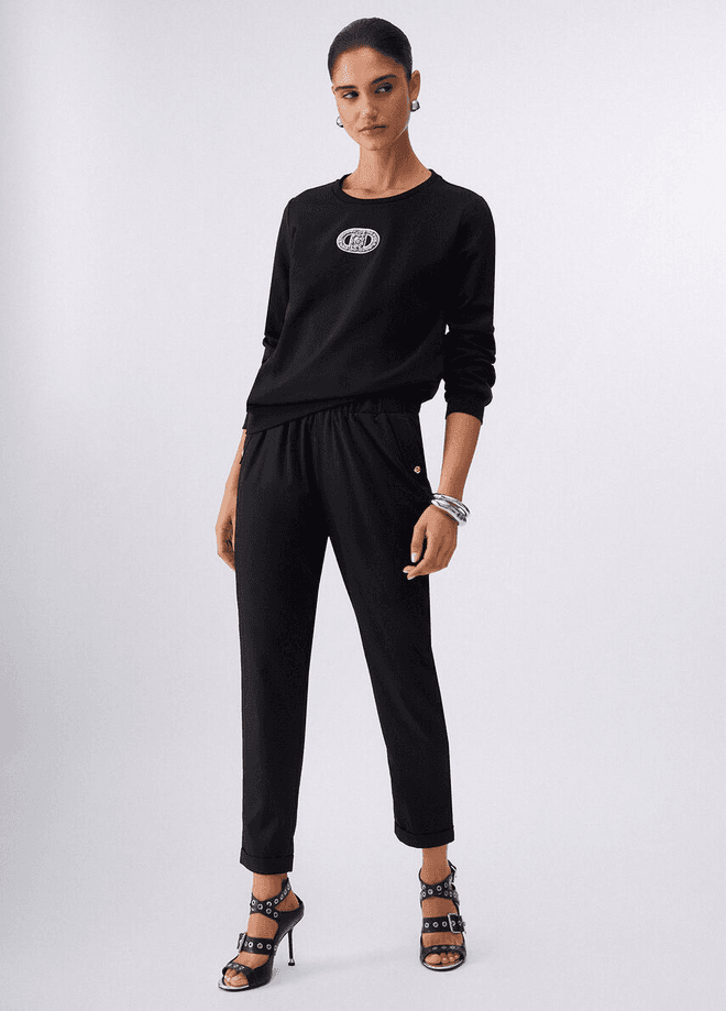 LIU JO pantalone con risvolto donna nero - 4