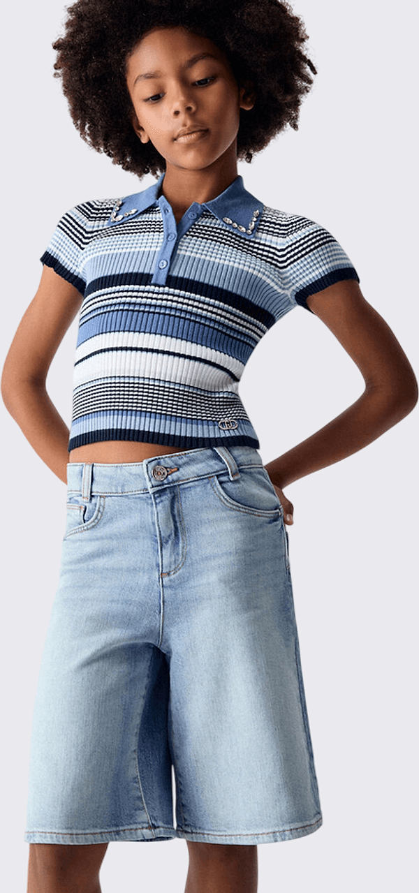 LIU JO KIDS bermuda bambina denim blu - 2