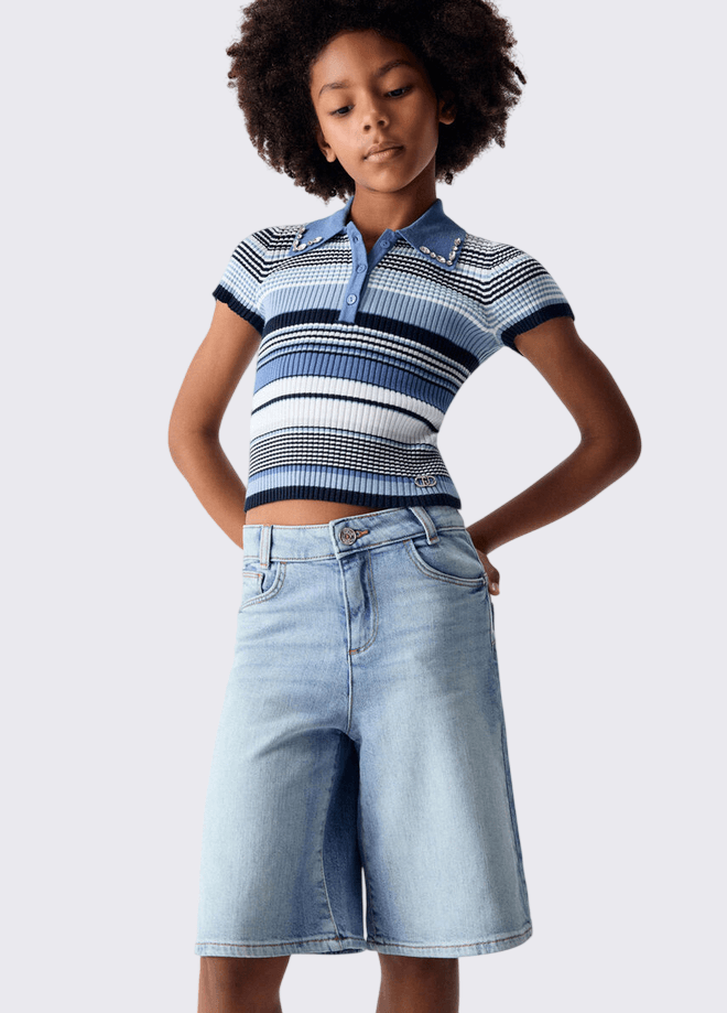 LIU JO KIDS bermuda bambina denim blu - 2