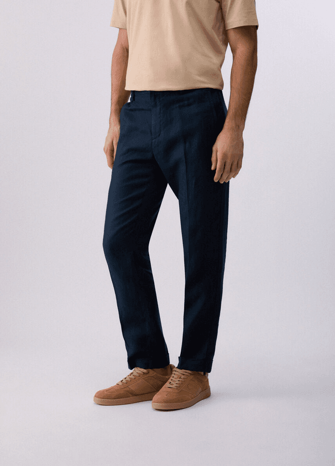 LIU JO pantalone in lino uomo blu scuro - 2