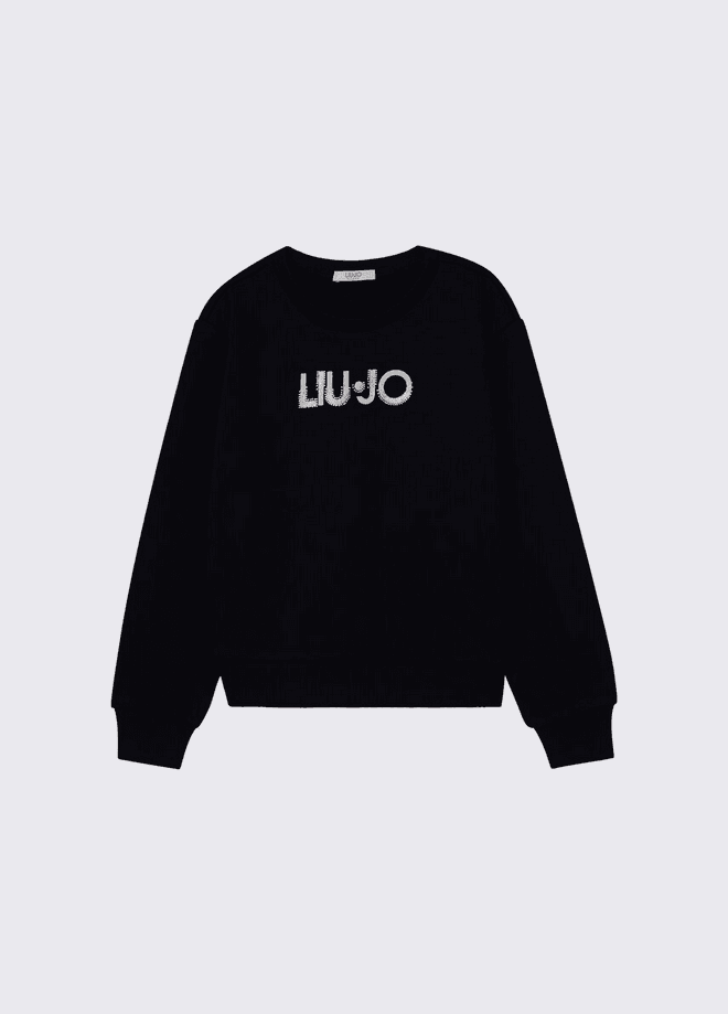 LIU JO KIDS felpa con logo e strass bambina nero