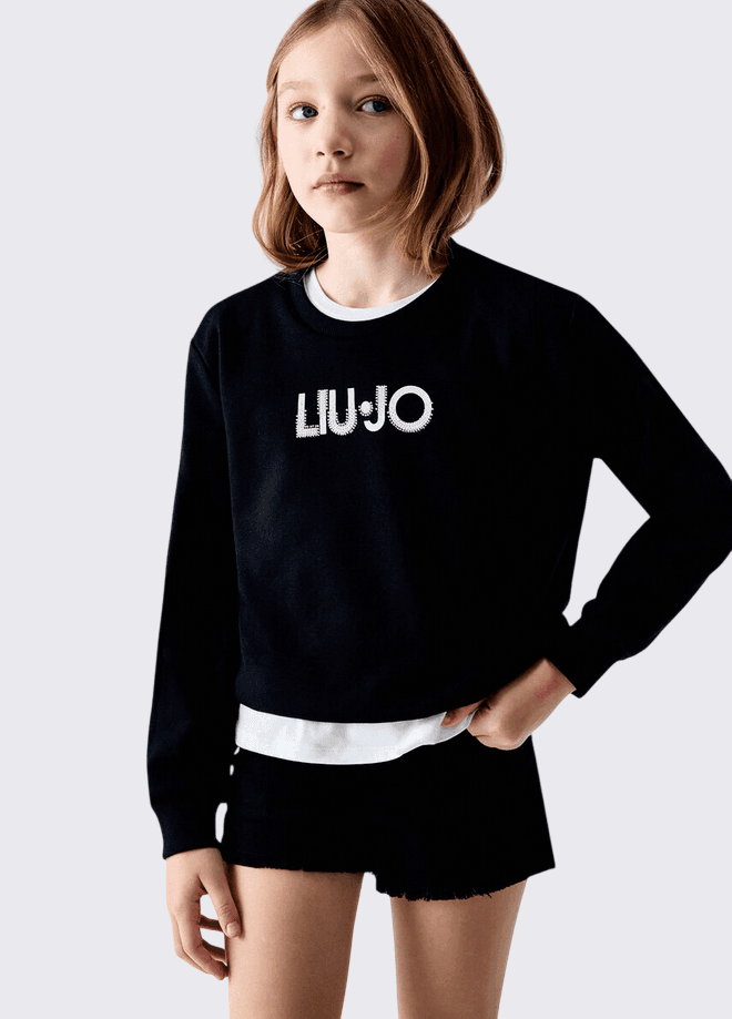 LIU JO KIDS felpa con logo e strass bambina nero - 3