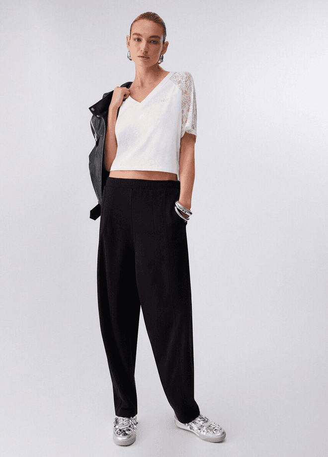 LIU JO t-shirt con dettagli in pizzo donna bianco - 4