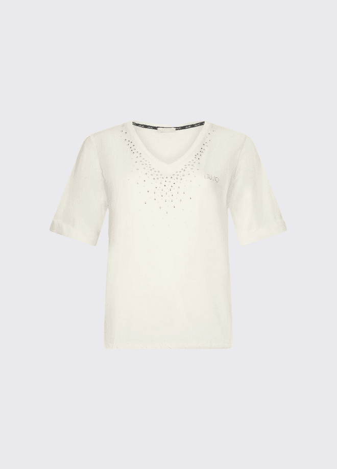 LIU JO t-shirt con strass donna bianco – OTHER