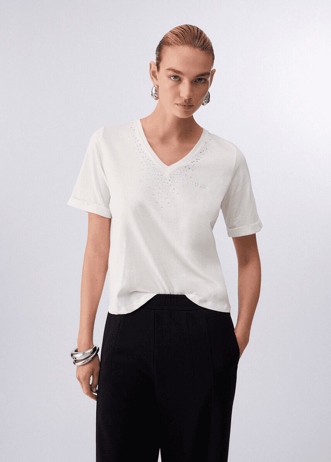 LIU JO t-shirt con strass donna bianco - 2