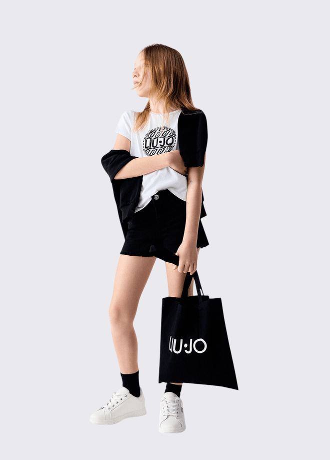 LIU JO KIDS set t-shirt e shopper bambina bianco - 5