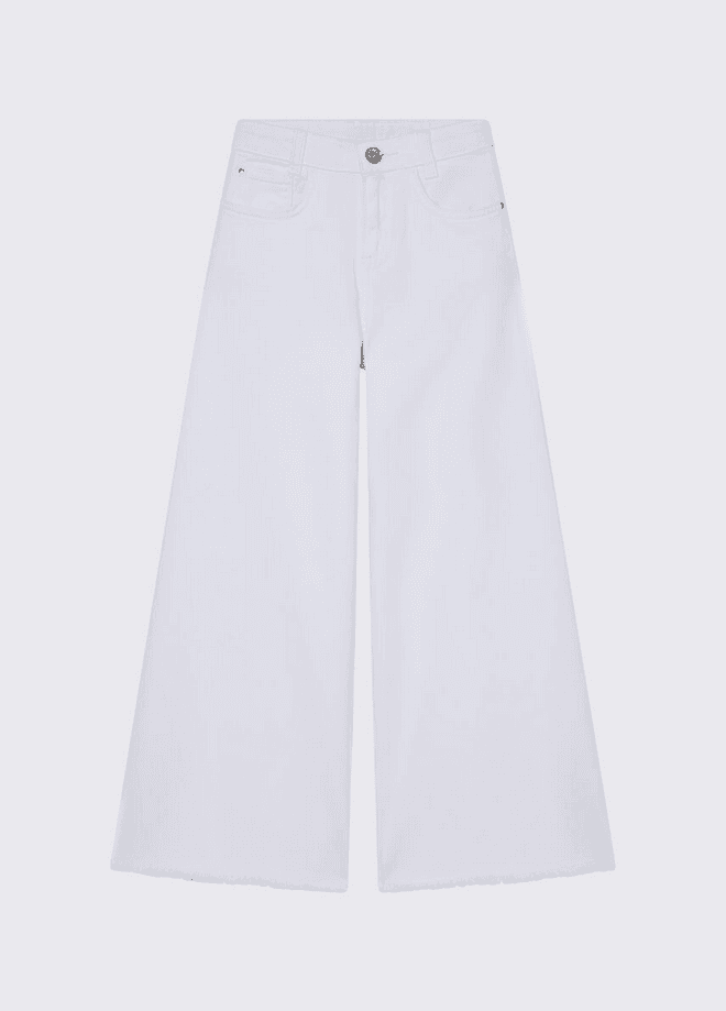 LIU JO KIDS pantalone wide leg bambina bianco