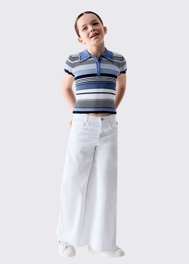 LIU JO KIDS pantalone wide leg bambina bianco - 3