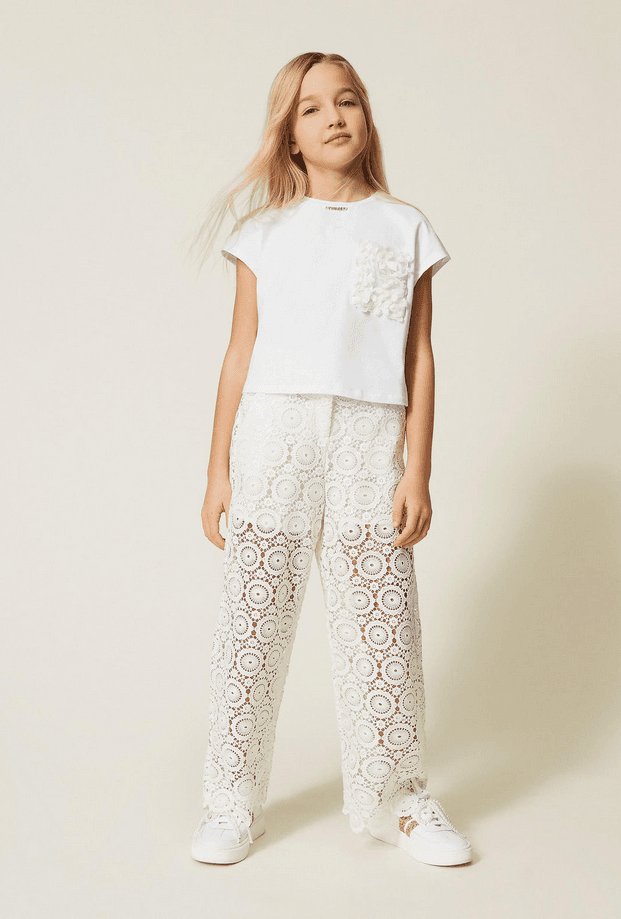 TWINSET pantalone in macrame bambina bianco - 2