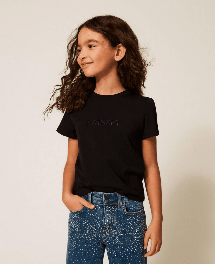 TWINSET t-shirt con logo ricamato bambina nero - 2