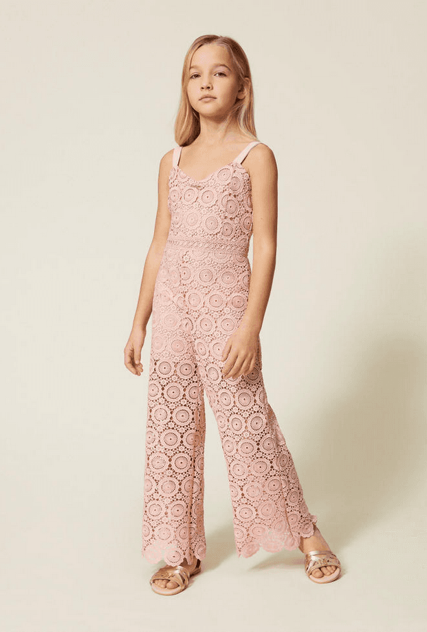 TWINSET tuta in pizzo macrame bambina rosa - 2
