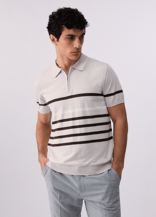 LIU JO polo mezza zip uomo grigio chiaro - 2