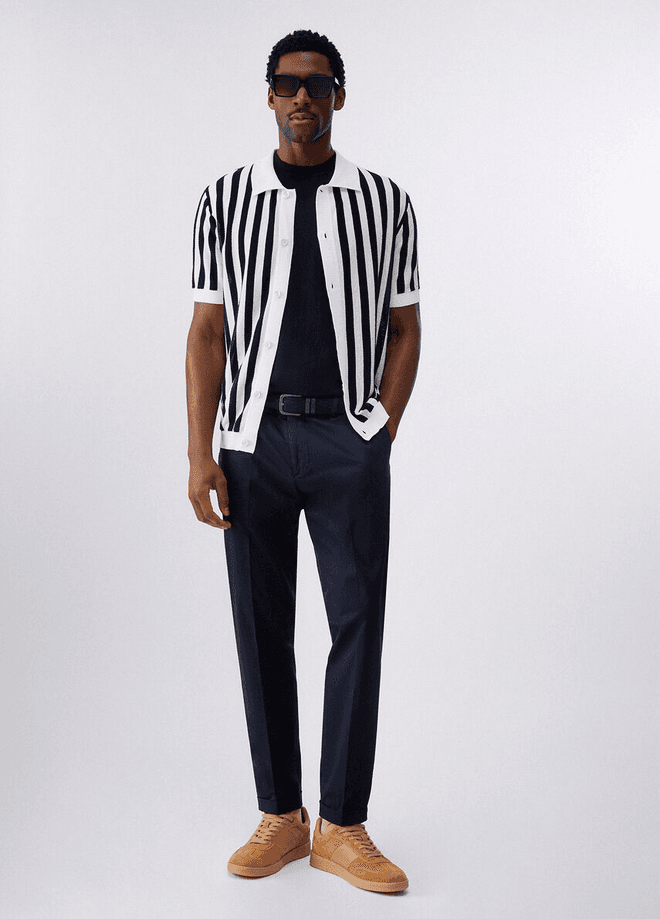 LIU JO cardigan a righe uomo bianco-blu - 4