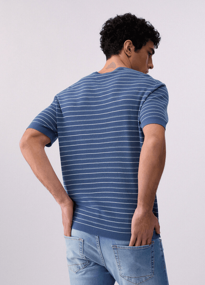 LIU JO t-shirt a righe uomo blue - 3
