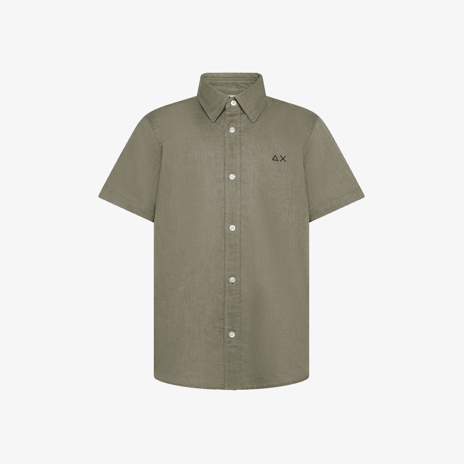 SUN68 camicia in lino bambino verde salvia