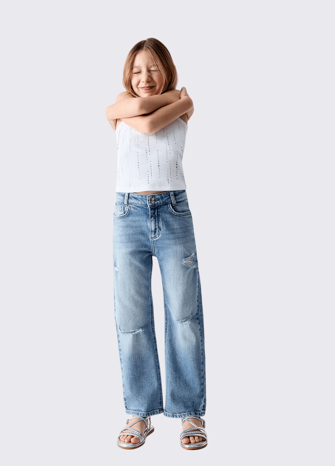 LIU JO KIDS jeans con strappi bambina denim blue - 2